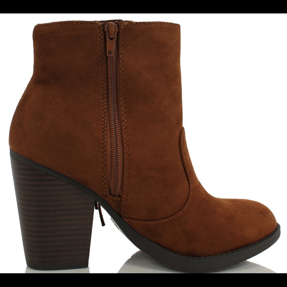 Cognac fringe Stacked block heel ankle boot - Picture 3 of 4